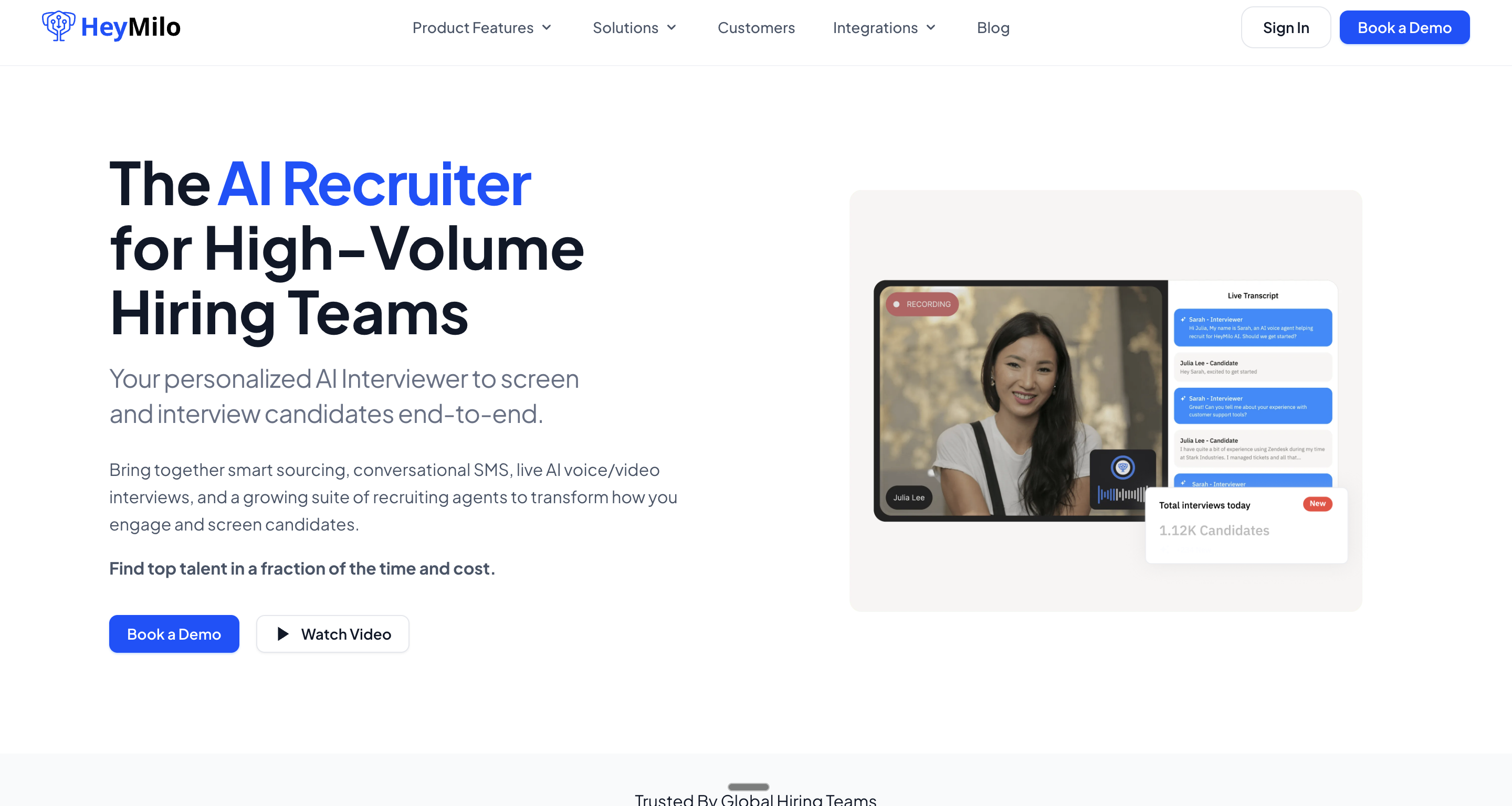 HeyMilo AI Virtual Interview Software