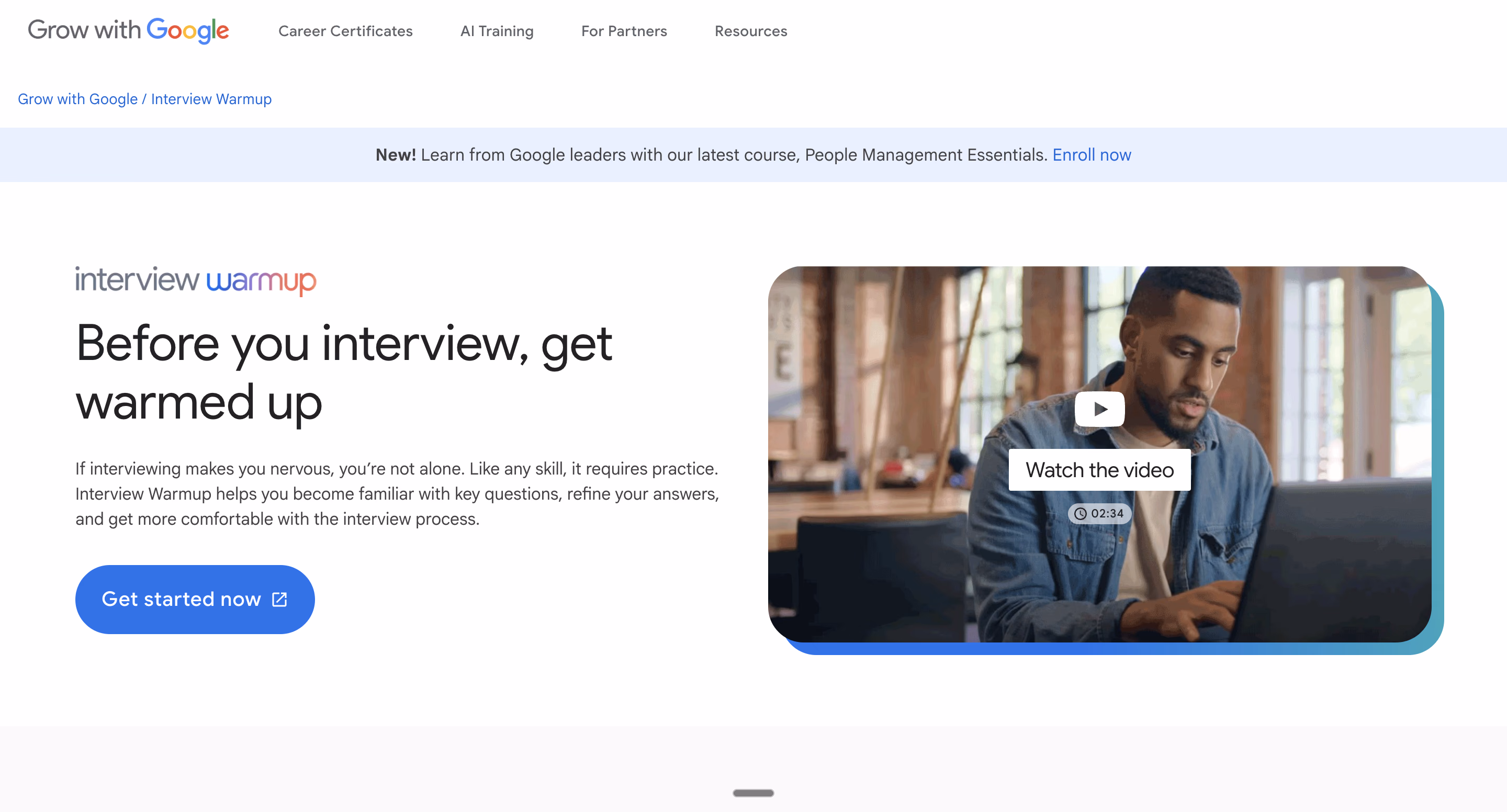 Google Interview Warmup Screenshot